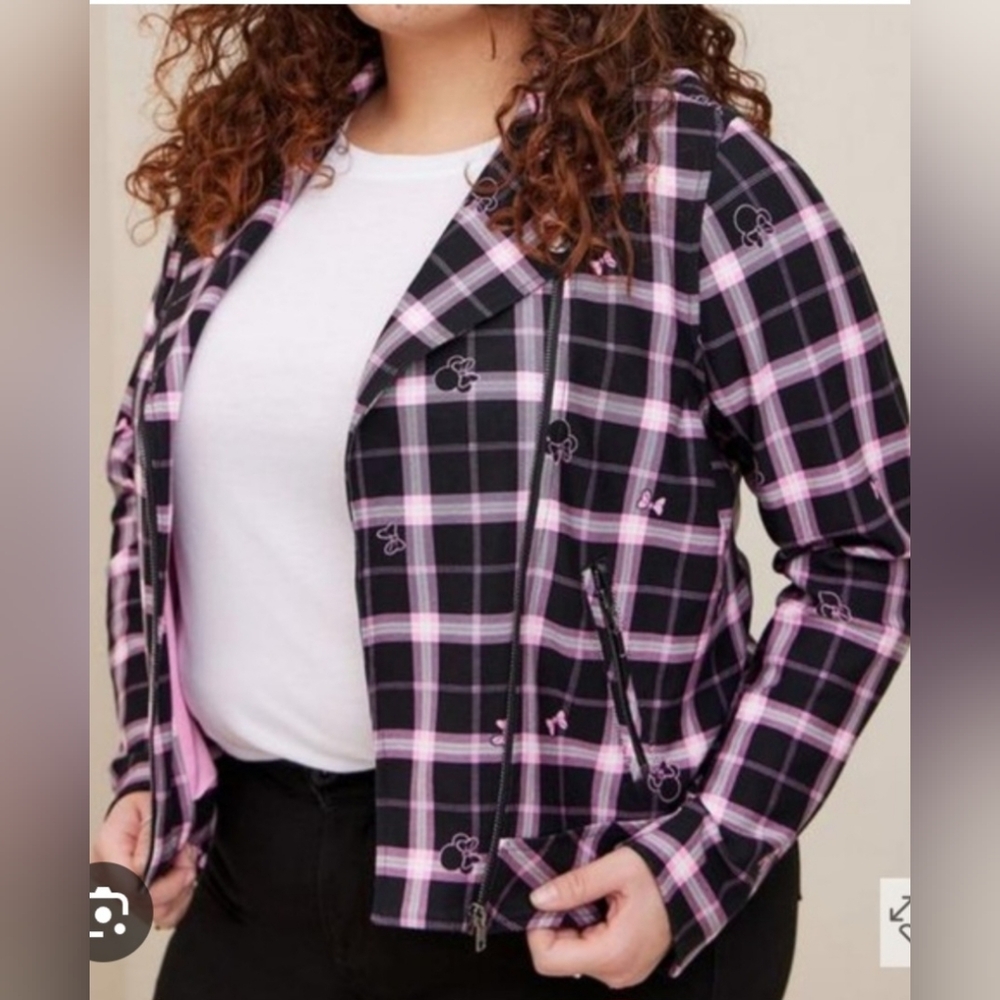 Disney Women's Pink and Black Plaid Jacket - Picture 6 of 7